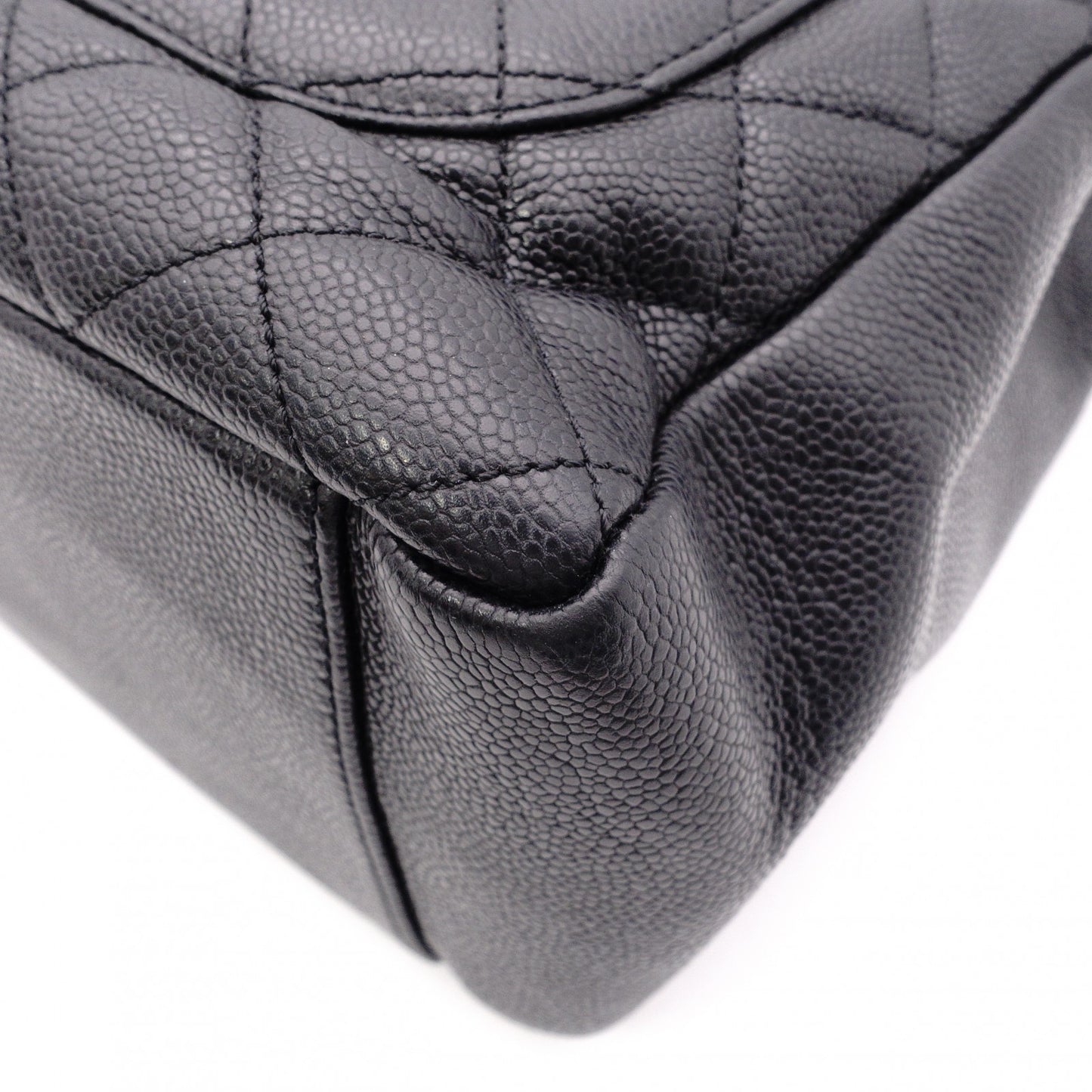 CHANEL GST Matelassé Caviar Leather Shoulder Bag, Black Leather with Silver Hardware