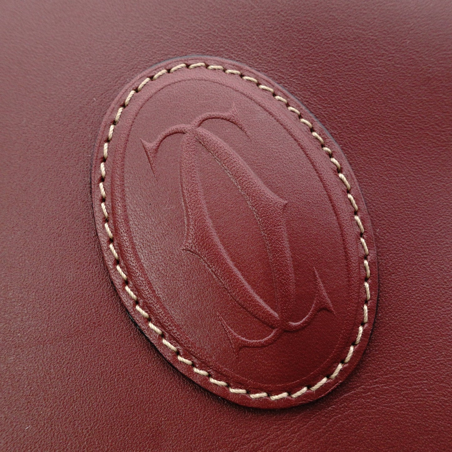 CARTIER Vintage Must Line Shoulder Bag, Leather, Red, Crossbody