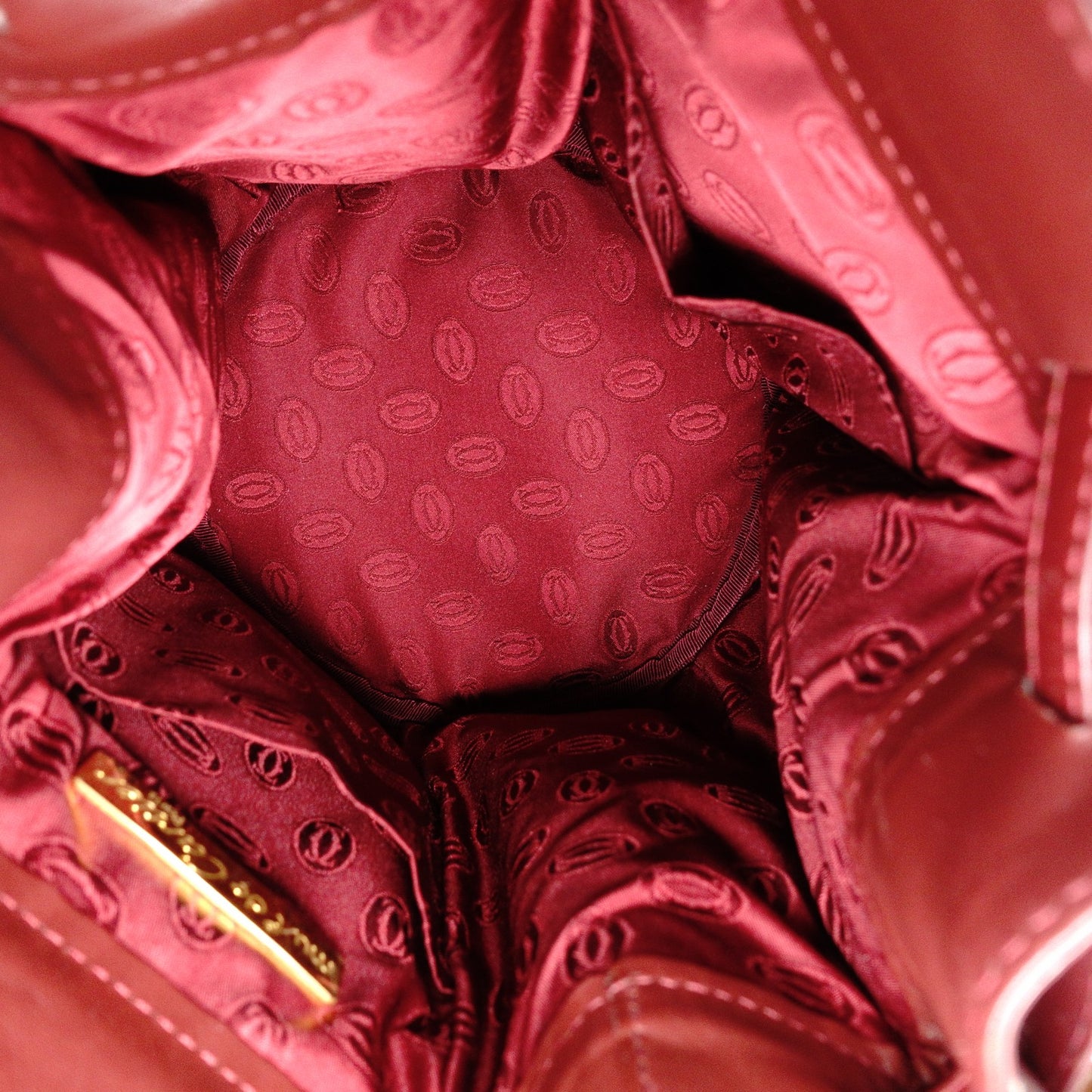 CARTIER Vintage Must Line Shoulder Bag, Leather, Red, Crossbody