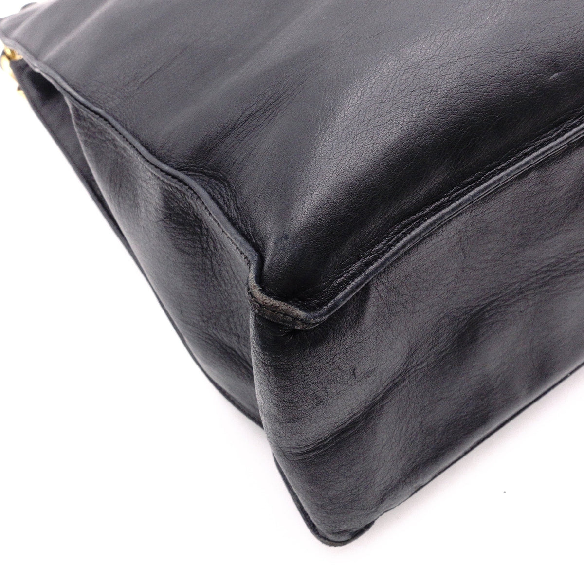 CHANEL Coco Logo Lambskin Shoulder Bag, Leather, Black, Women's, Vintage, CC Logo, Gold Hardware