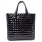 CHANEL Choco Bar Shoulder Bag, Patent Leather, Black Tote Bag