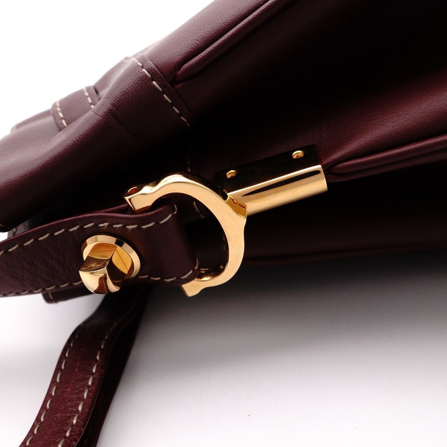 CARTIER Vintage Must Line Shoulder Bag, Leather, Red, Crossbody