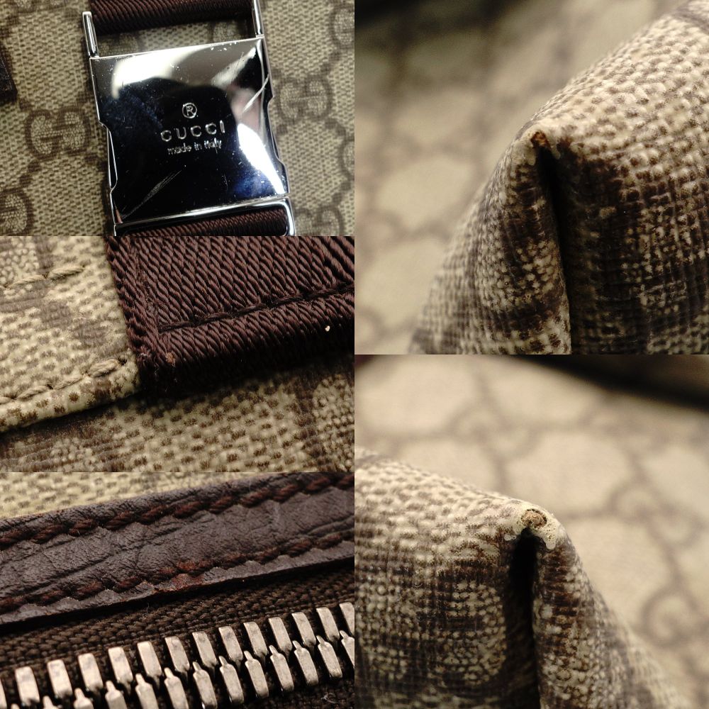 GUCCI Messenger Shoulder Bag GG Supreme Beige × Brown Crossbody Men's PVC 7-7-781