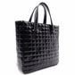 CHANEL Choco Bar Shoulder Bag, Patent Leather, Black Tote Bag