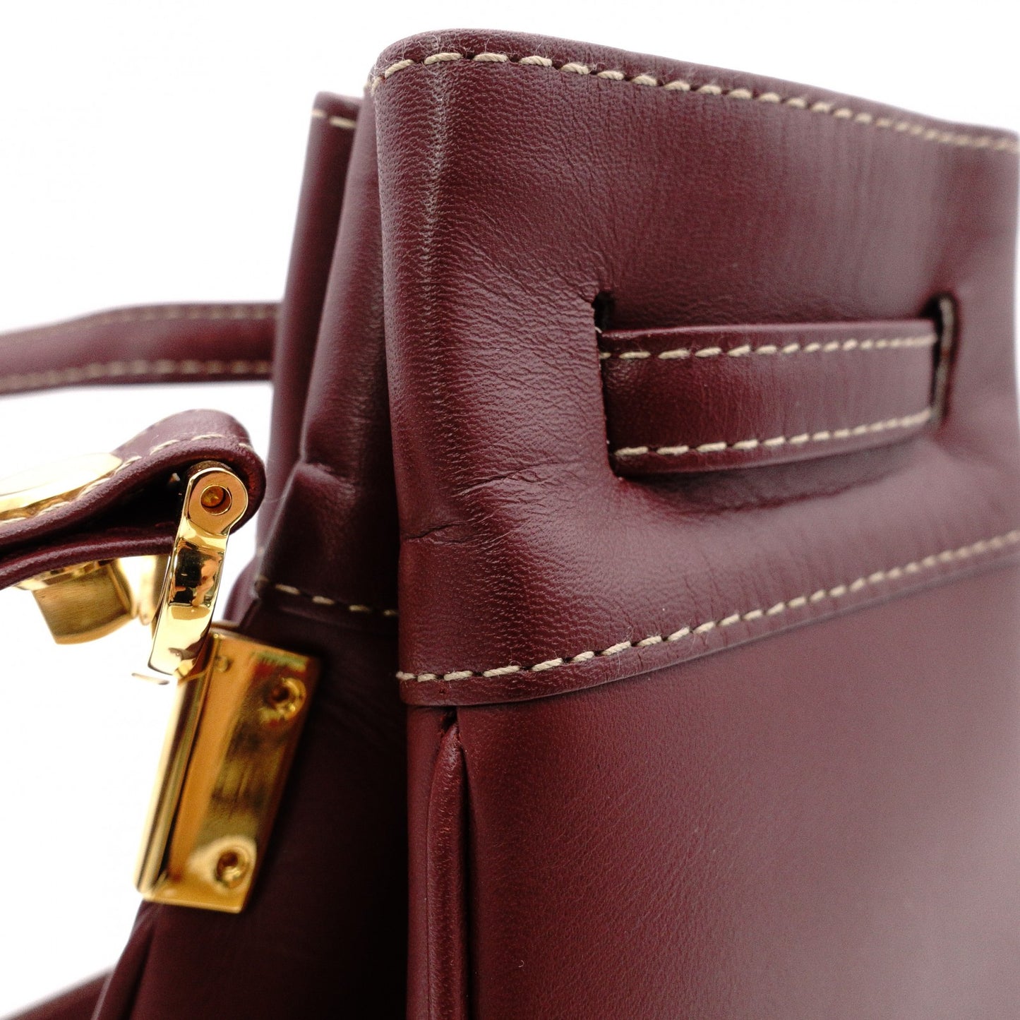 CARTIER Vintage Must Line Shoulder Bag, Leather, Red, Crossbody