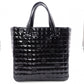 CHANEL Choco Bar Shoulder Bag, Patent Leather, Black Tote Bag