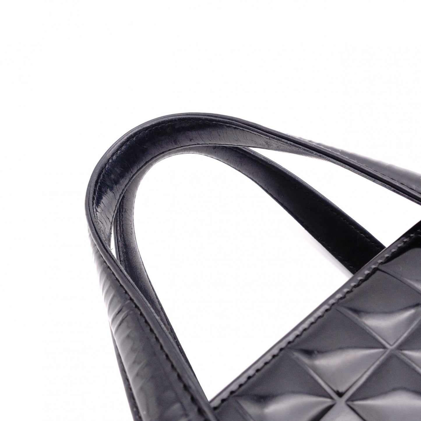 CHANEL Choco Bar Shoulder Bag, Patent Leather, Black Tote Bag