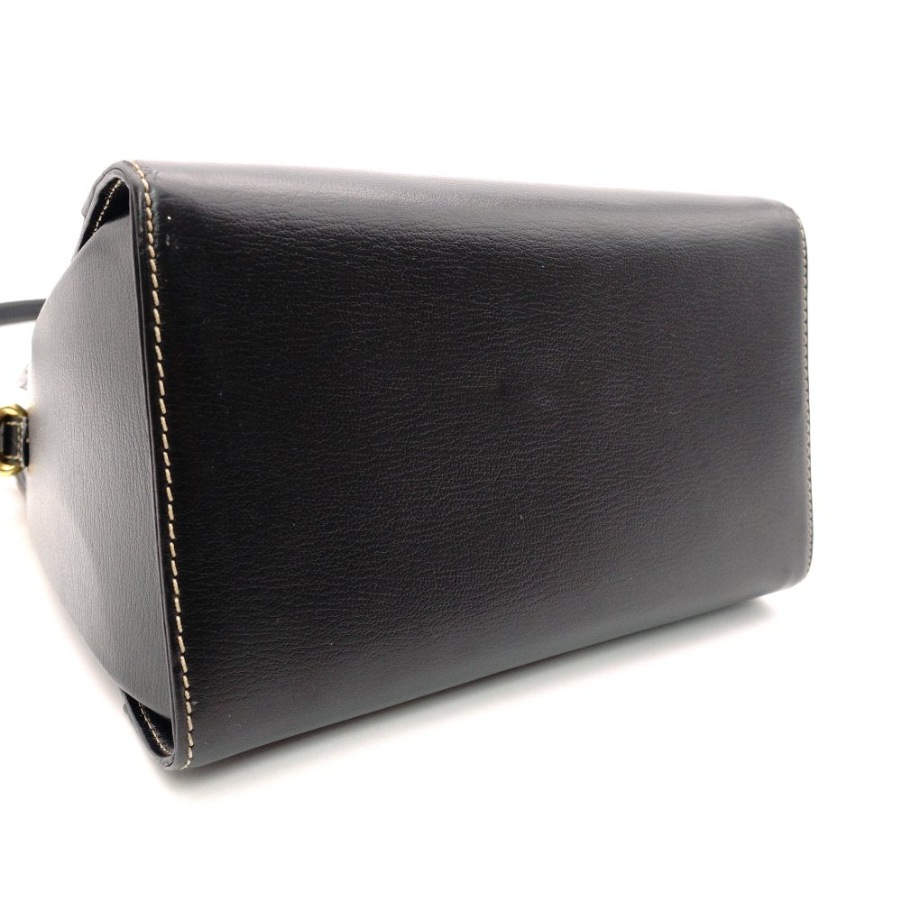 LOEWE Velasquez Shoulder Bag Leather Brown × Black Gold Hardware R8020588