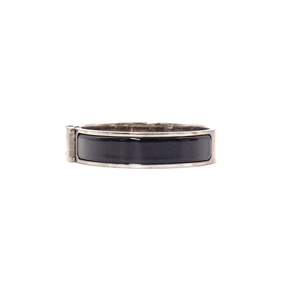 HERMES Click-Clack Bracelet, Metal, Black and Silver, Women's, H Logo, Click-H, Approx. 16 cm