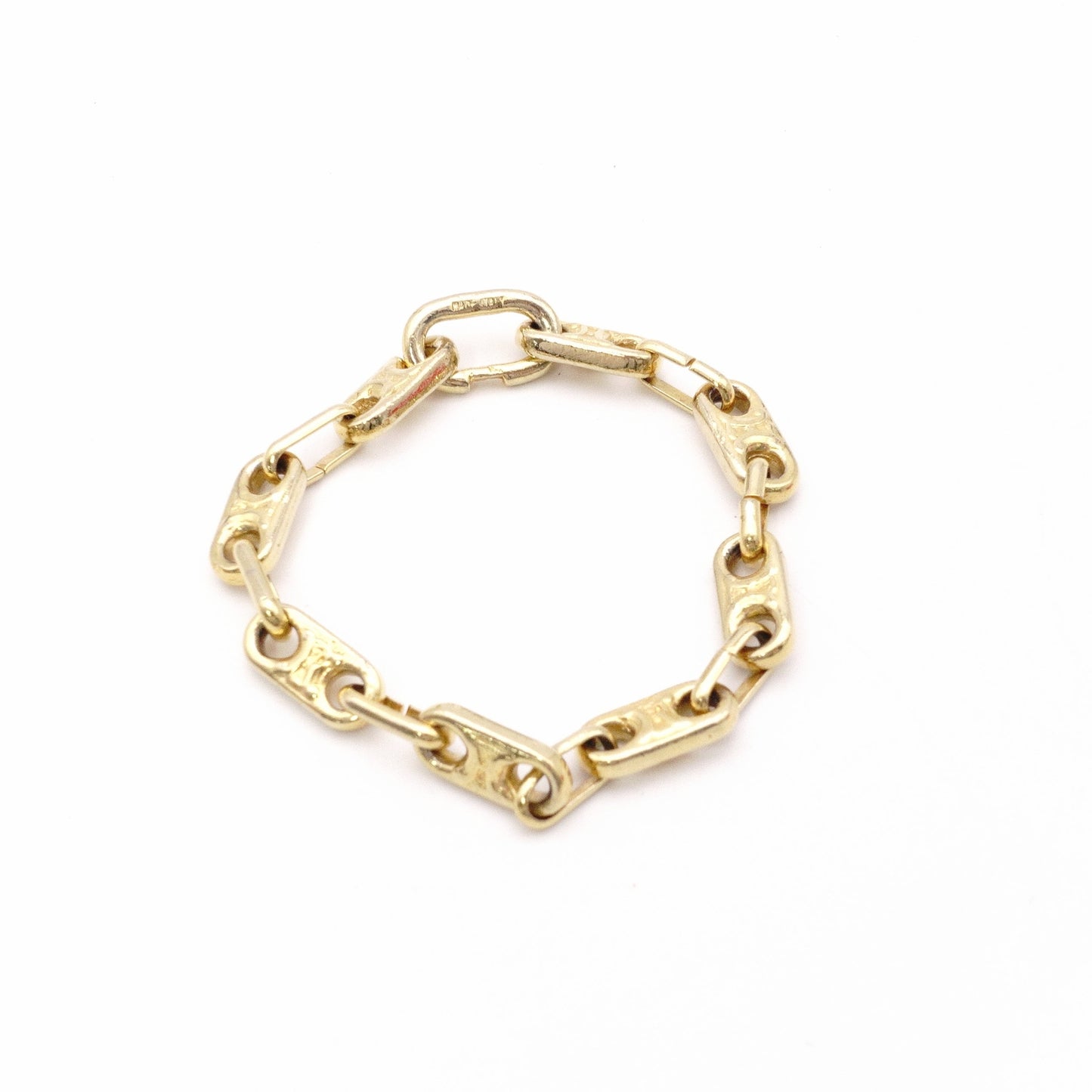CELINE Macadam Bracelet, Metal, Gold, Women's, Logo, Vintage