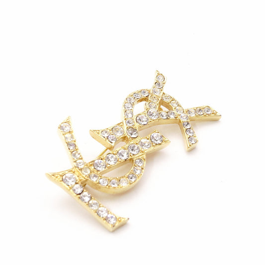 YVES SAINT LAURENT Brooch gold metal/Rhinestone Women