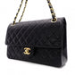 CHANEL Double Flap Matelassé Classic Shoulder Bag, Leather, Black with Gold Hardware