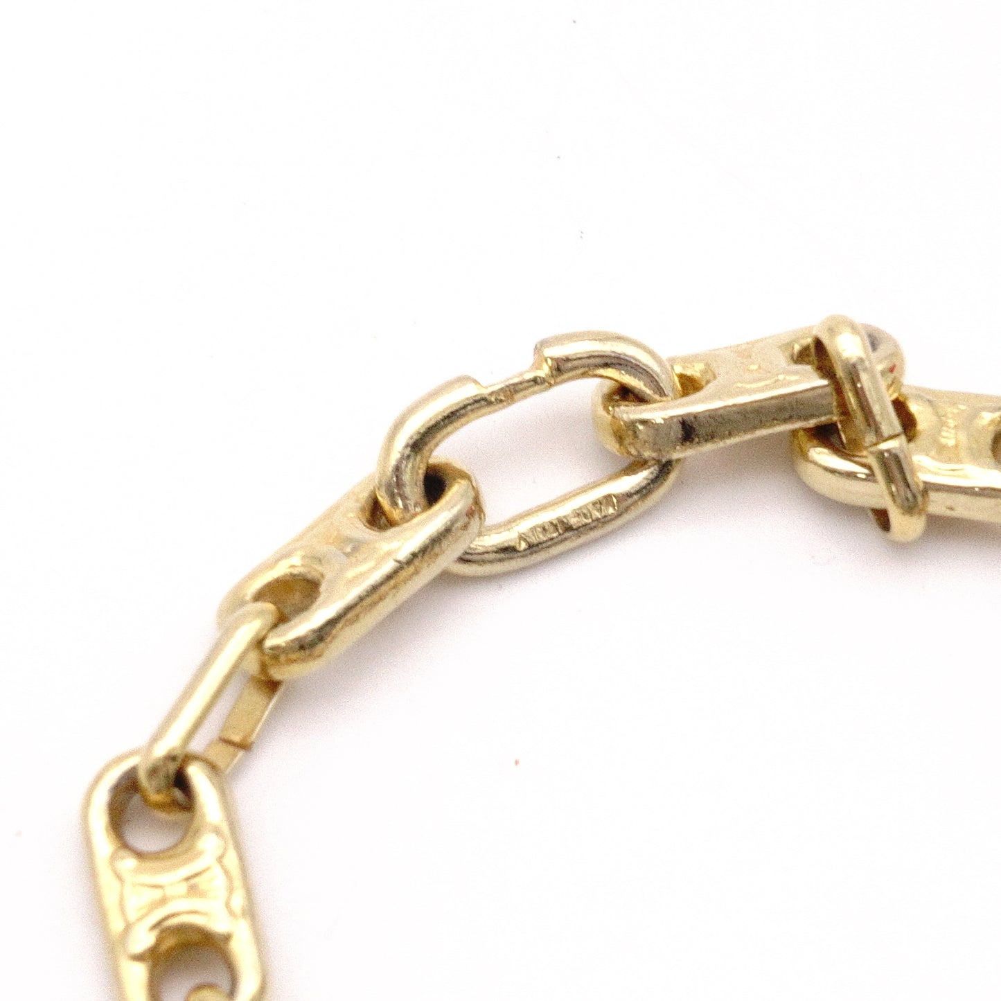CELINE Macadam Bracelet, Metal, Gold, Women's, Logo, Vintage