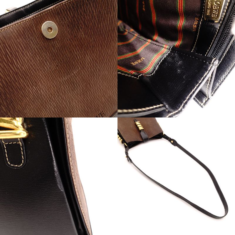 LOEWE Velasquez Shoulder Bag Leather Brown × Black Gold Hardware R8020588