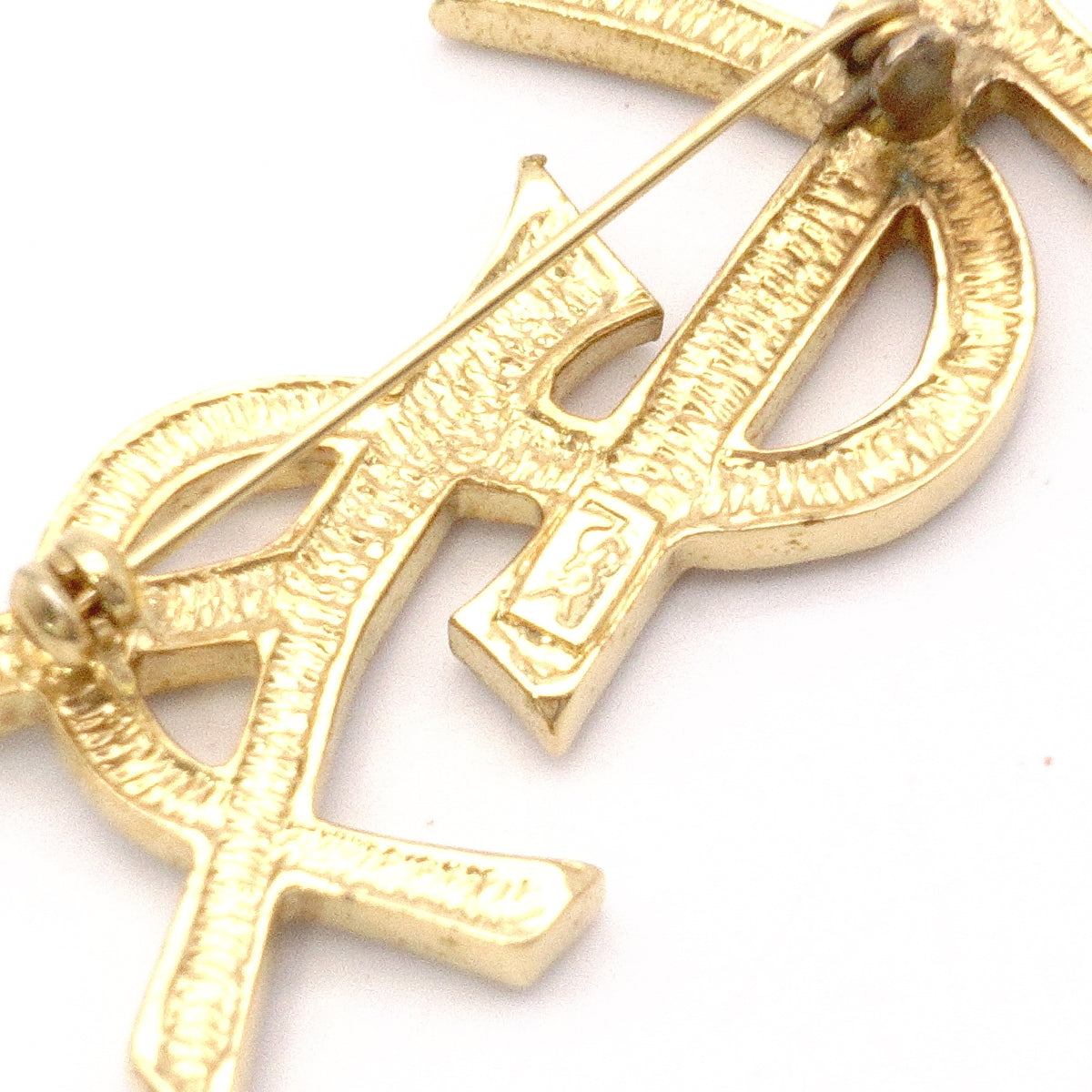 YVES SAINT LAURENT Yves Saint Laurent Brooch, Metal/Rhinestone, Gold, YSL
