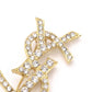 YVES SAINT LAURENT Yves Saint Laurent Brooch, Metal/Rhinestone, Gold, YSL