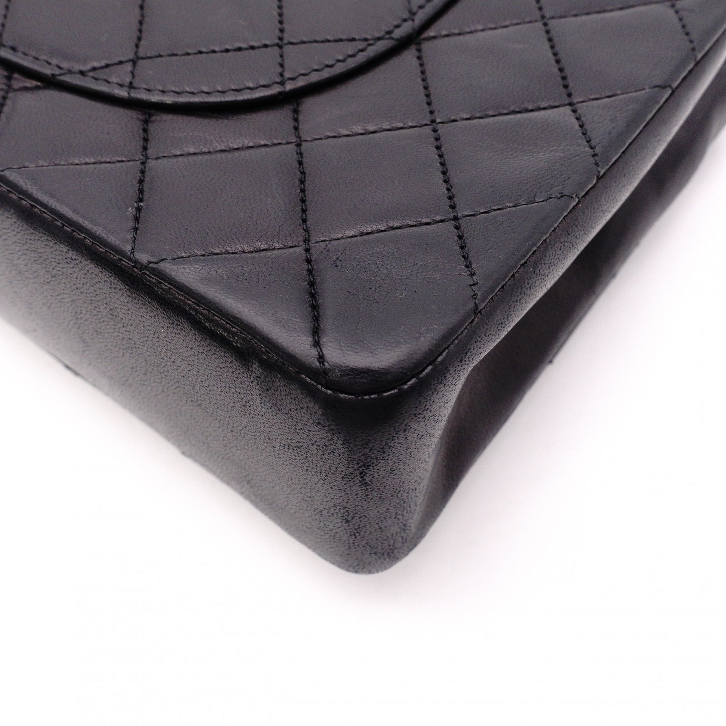 CHANEL Double Flap Matelassé Classic Shoulder Bag, Leather, Black with Gold Hardware