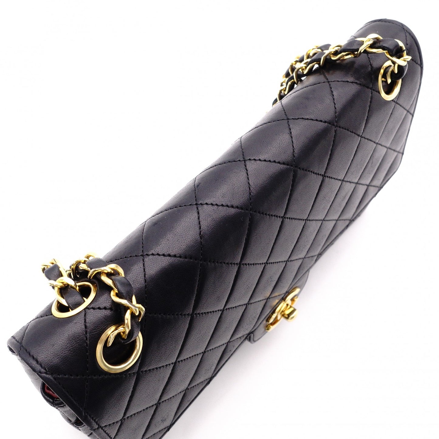 CHANEL Double Flap Matelassé Classic Shoulder Bag, Leather, Black with Gold Hardware
