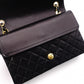 CHANEL Double Flap Matelassé Classic Shoulder Bag, Leather, Black with Gold Hardware