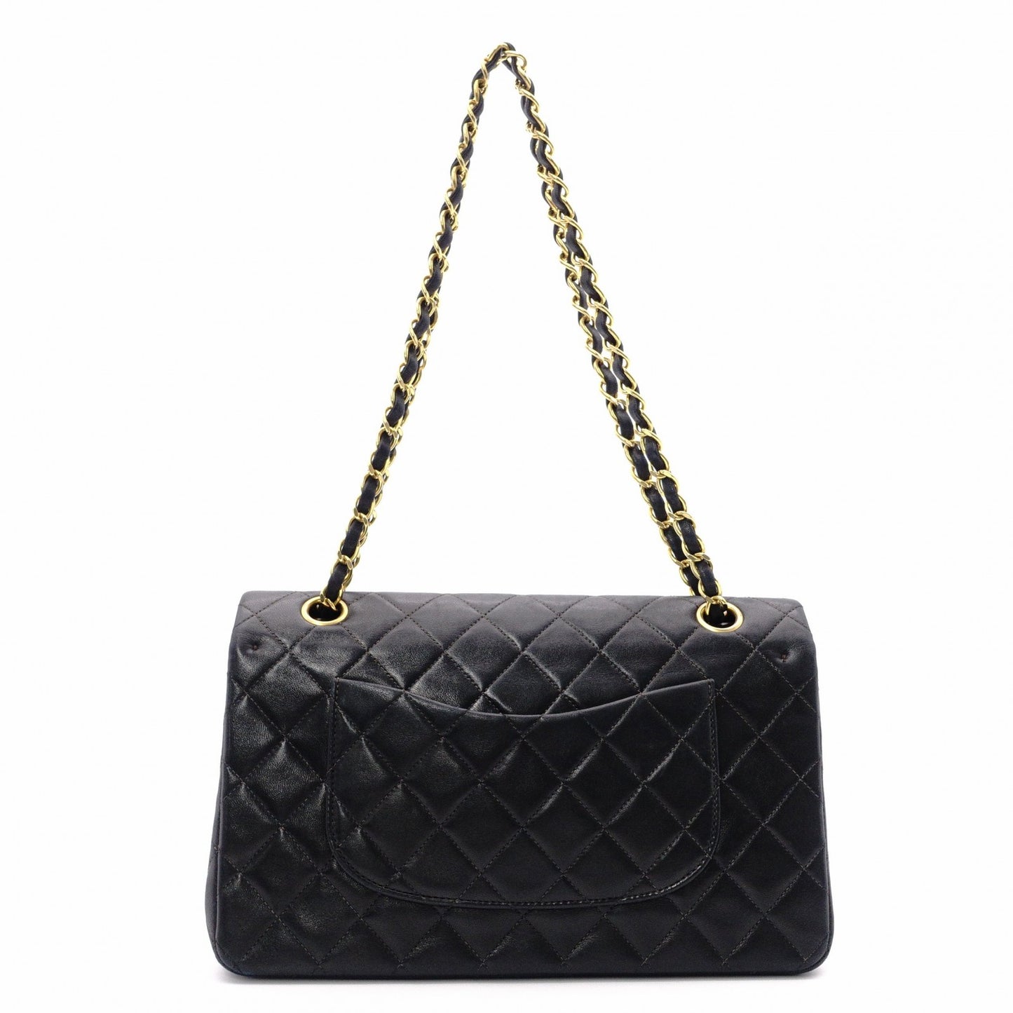 CHANEL Double Flap Matelassé Classic Lambskin Shoulder Bag, Leather, Black with Gold Hardware