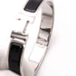 HERMES Click-Clack Bracelet, Metal, Silver, Black, Women's, H Logo, Click H