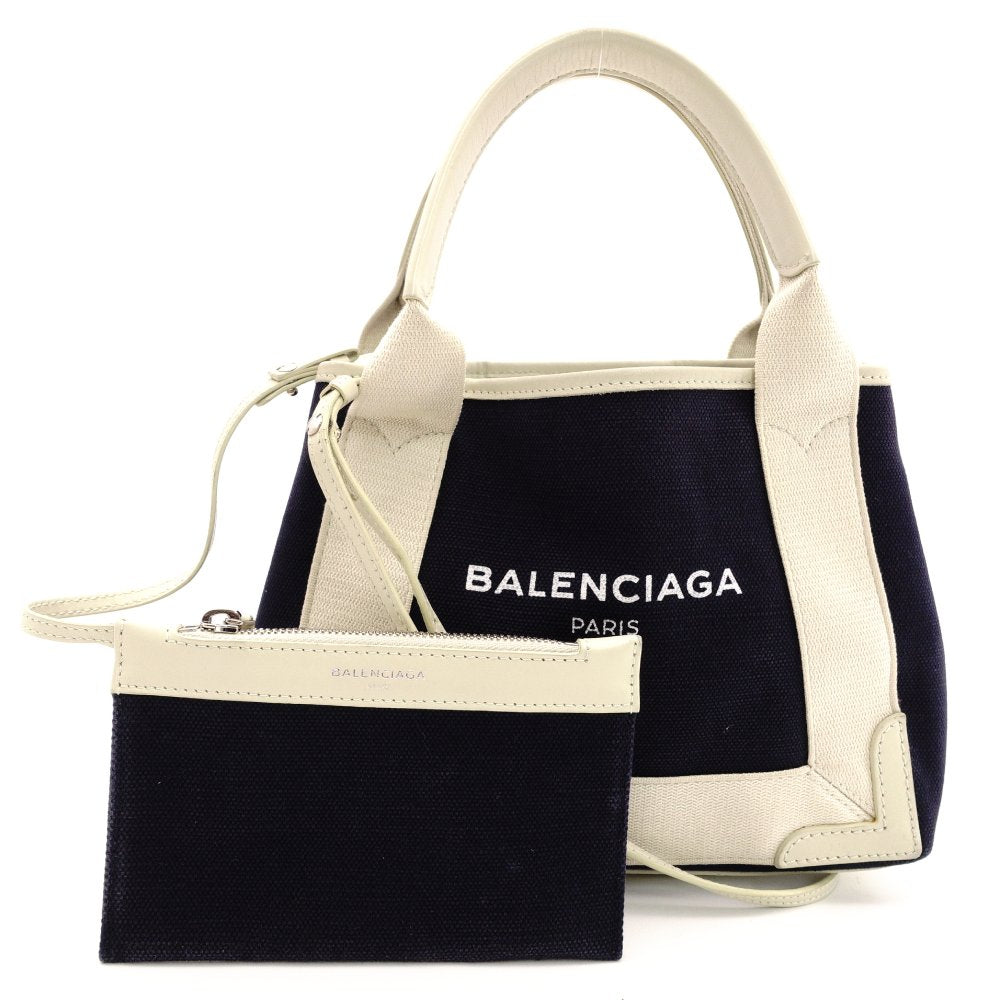 BALENCIAGA Navy Cabas Handbag Canvas Navy