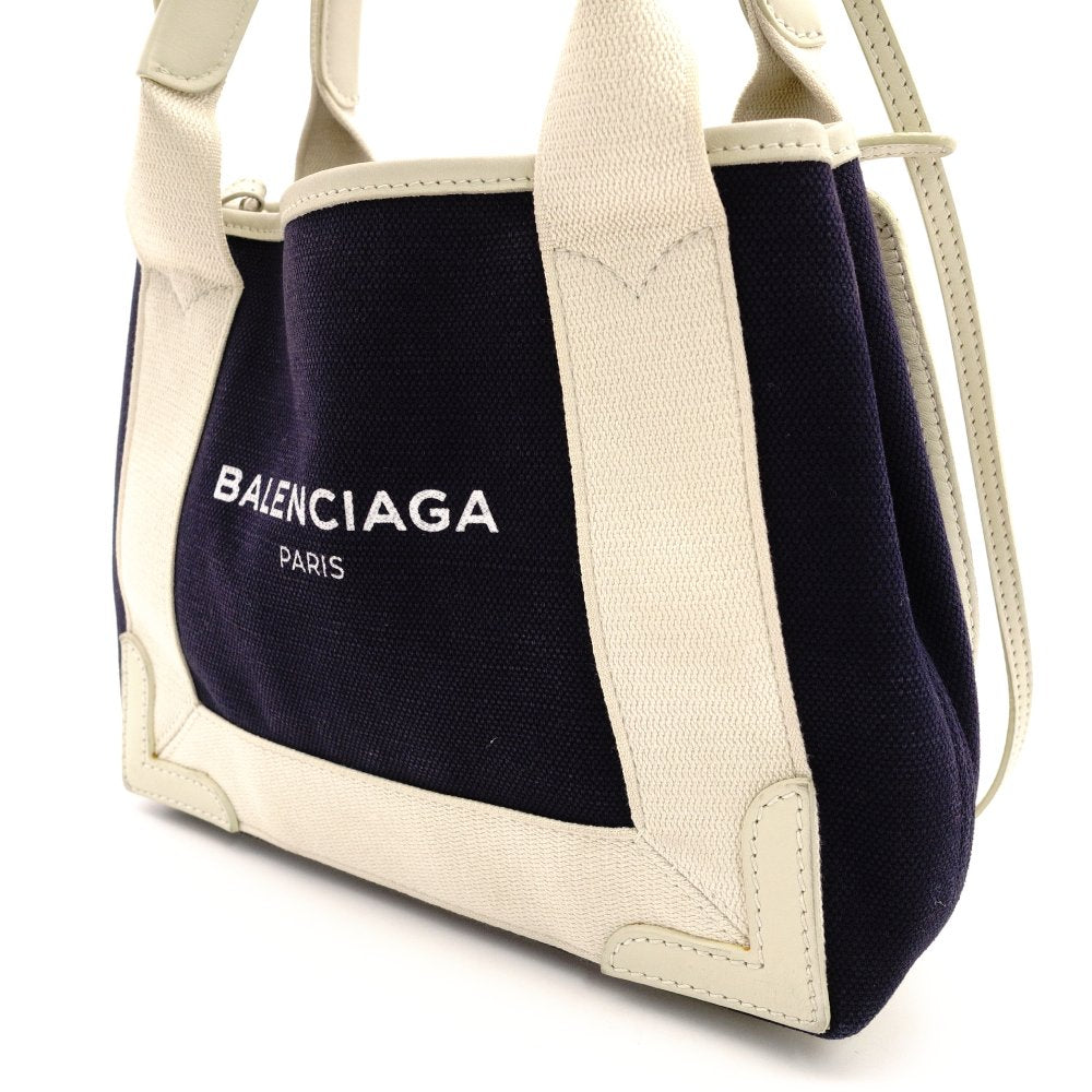BALENCIAGA Navy Cabas Handbag Canvas Navy