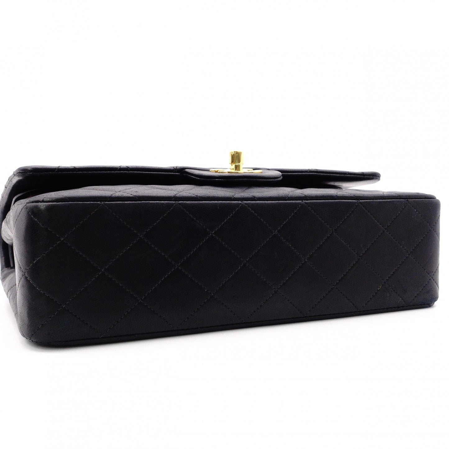 CHANEL Double Flap Matelassé Classic Lambskin Shoulder Bag, Leather, Black with Gold Hardware