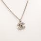 CHANEL Necklace, Metal, Rhinestone, Silver, CC Necklace