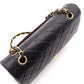 CHANEL Double Flap Matelassé Classic Lambskin Shoulder Bag, Leather, Black with Gold Hardware