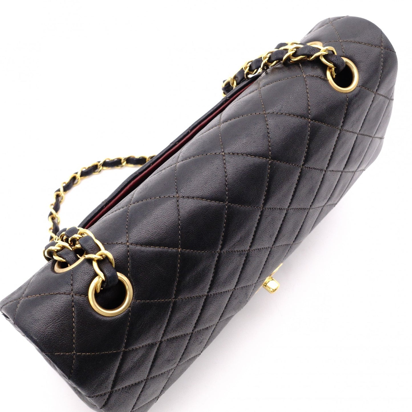 CHANEL Double Flap Matelassé Classic Lambskin Shoulder Bag, Leather, Black with Gold Hardware