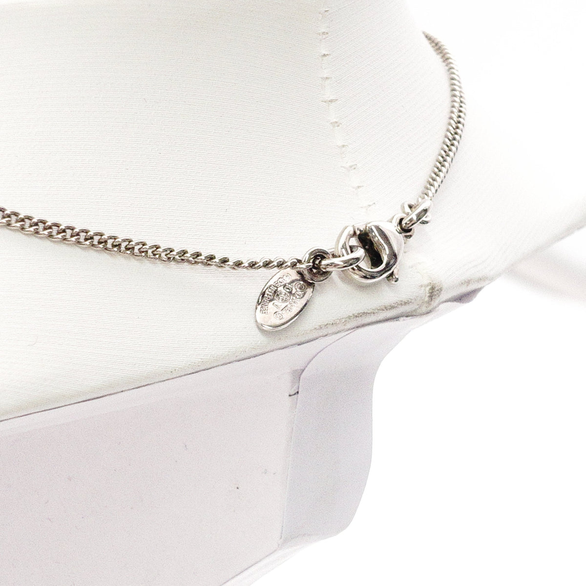 CHANEL Necklace, Metal, Rhinestone, Silver, CC Necklace