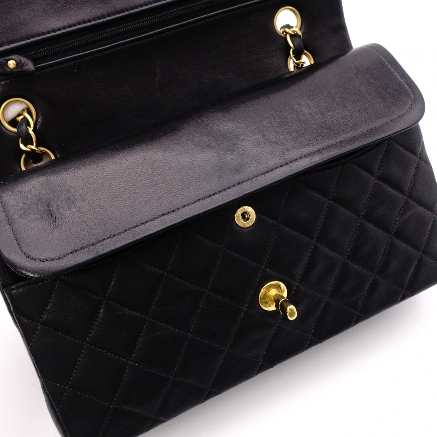 CHANEL Double Flap Matelassé Classic Lambskin Shoulder Bag, Leather, Black with Gold Hardware