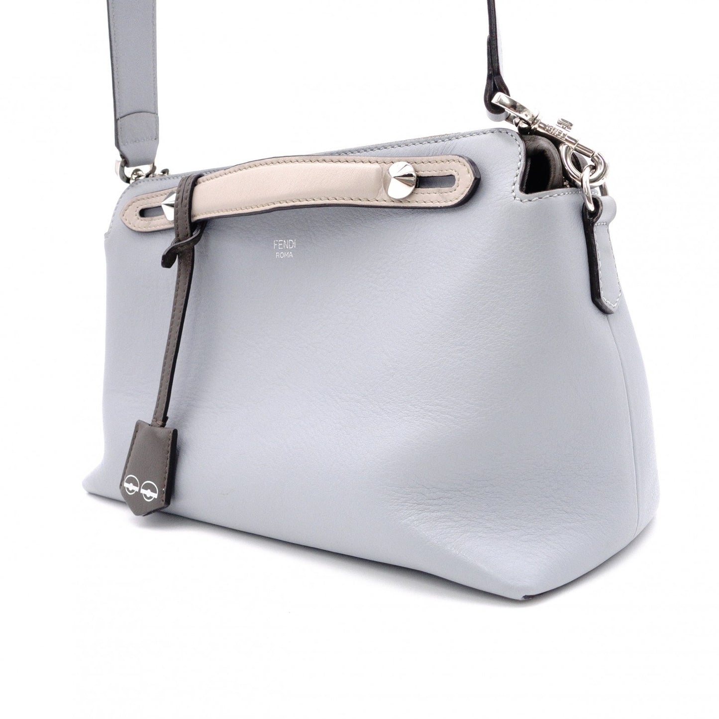 FENDI By the Way Handbag, Leather, Blue, 2-Way Crossbody with Charm