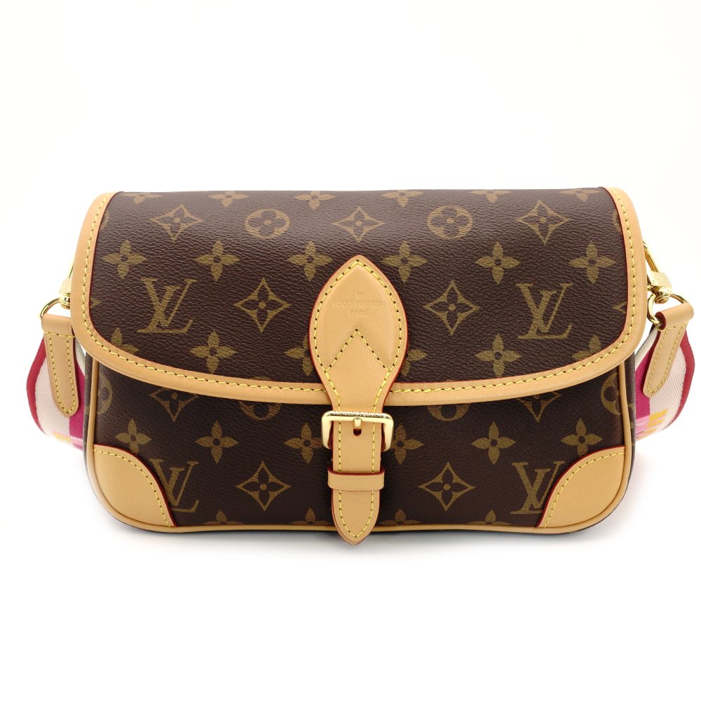 LOUIS VUITTON Diane NM PM Shoulder Bag Monogram Canvas Brown × Pink Crossbody 7-10-144