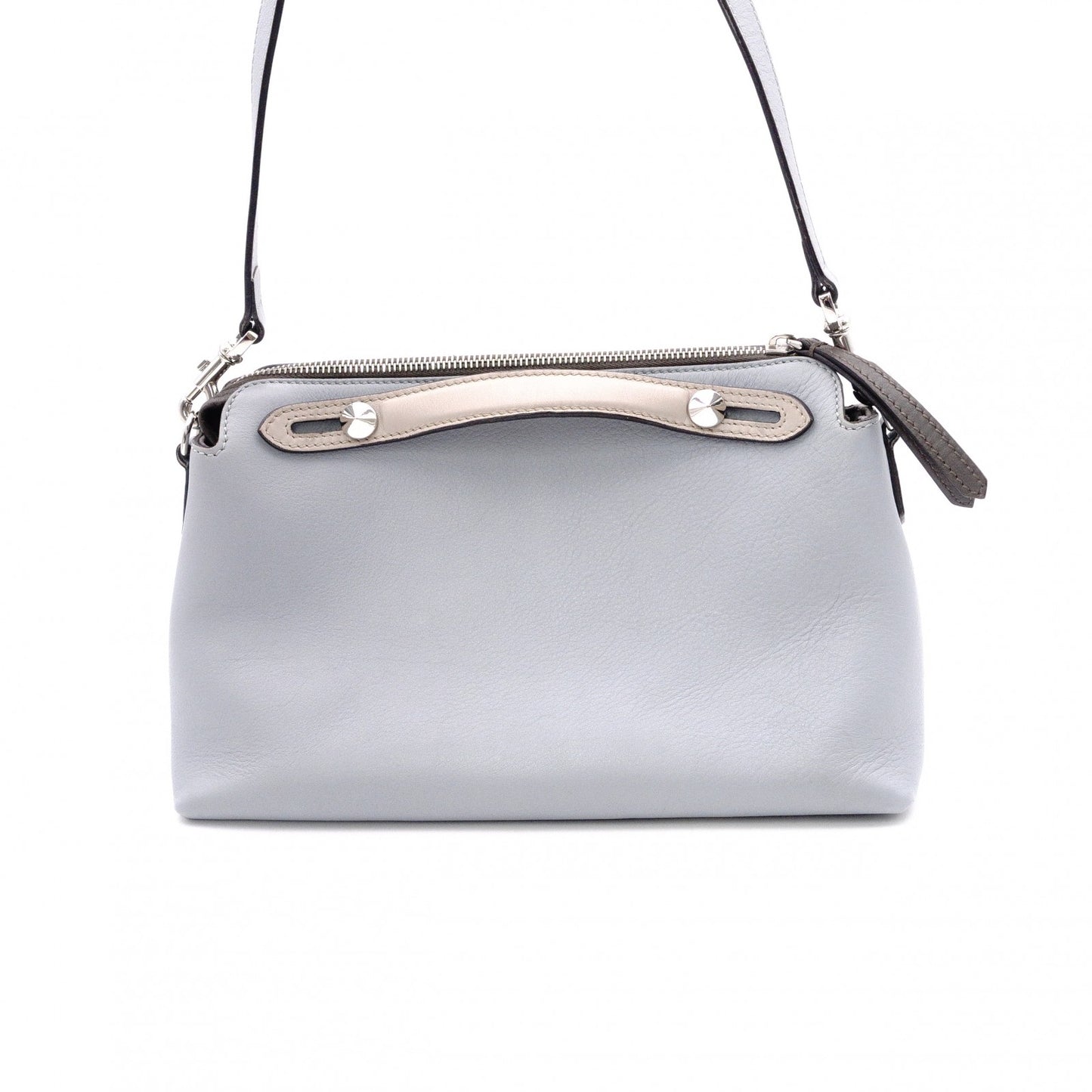 FENDI By the Way Handbag, Leather, Blue, 2-Way Crossbody with Charm
