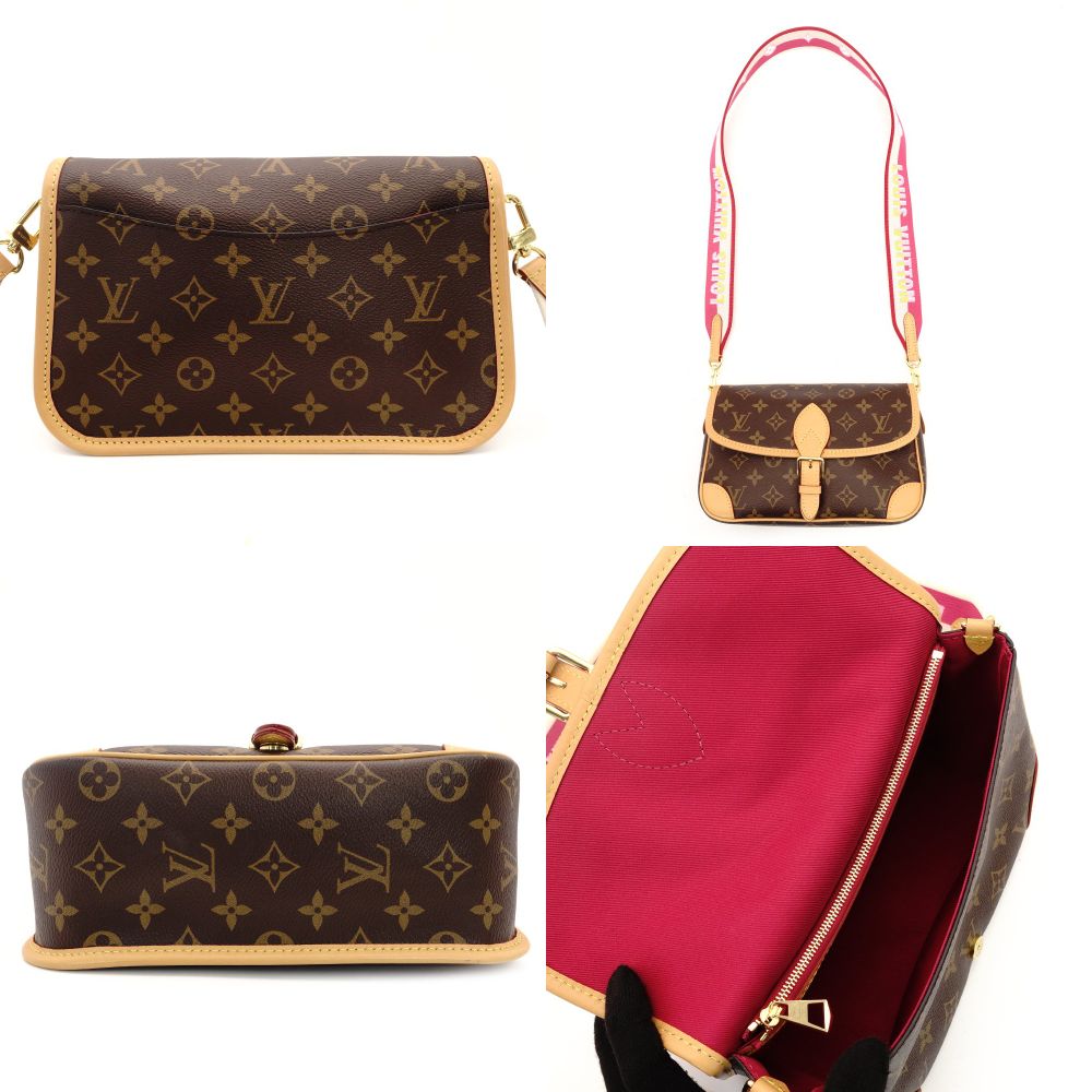 LOUIS VUITTON Diane NM PM Shoulder Bag Monogram Canvas Brown × Pink Crossbody 7-10-144