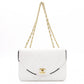 CHANEL Chain Shoulder Bag, Matelassé Lambskin Leather, White with Gold Hardware