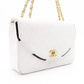 CHANEL Chain Shoulder Bag, Matelassé Lambskin Leather, White with Gold Hardware
