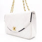 CHANEL Chain Shoulder Bag, Matelassé Lambskin Leather, White with Gold Hardware