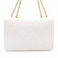 CHANEL Chain Shoulder Bag, Matelassé Lambskin Leather, White with Gold Hardware