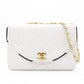 CHANEL Chain Shoulder Bag, Matelassé Lambskin Leather, White with Gold Hardware