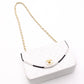 CHANEL Chain Shoulder Bag, Matelassé Lambskin Leather, White with Gold Hardware