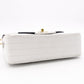 CHANEL Chain Shoulder Bag, Matelassé Lambskin Leather, White with Gold Hardware