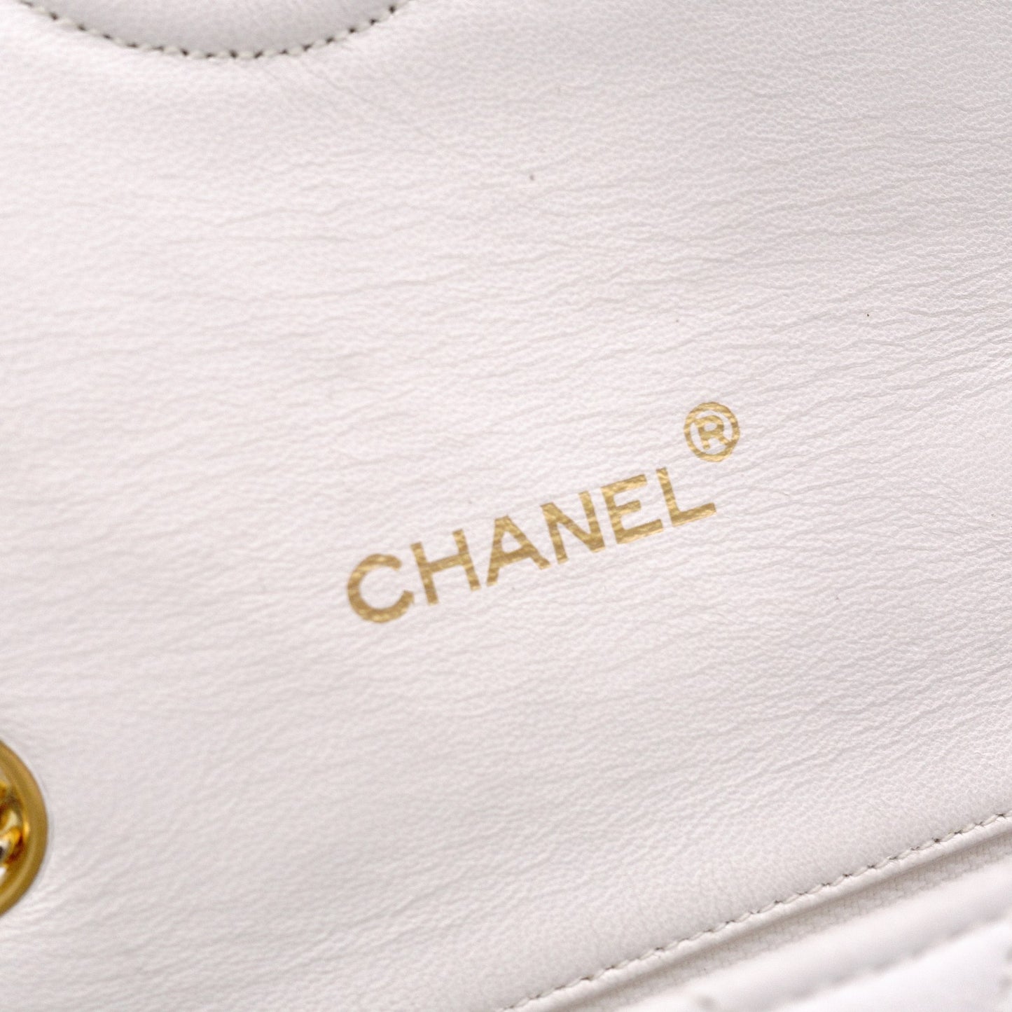 CHANEL Chain Shoulder Bag, Matelassé Lambskin Leather, White with Gold Hardware