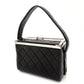 CHANEL Matelassé Vanity Bag Lambskin Leather Black Handbag Vintage Silver Hardware 7-10-160