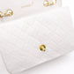 CHANEL Chain Shoulder Bag, Matelassé Lambskin Leather, White with Gold Hardware