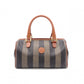 FENDI Pecan Handbag, PVC/Leather, Brown, Boston Bag