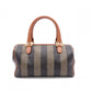FENDI Pecan Handbag, PVC/Leather, Brown, Boston Bag