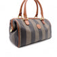 FENDI Pecan Handbag, PVC/Leather, Brown, Boston Bag